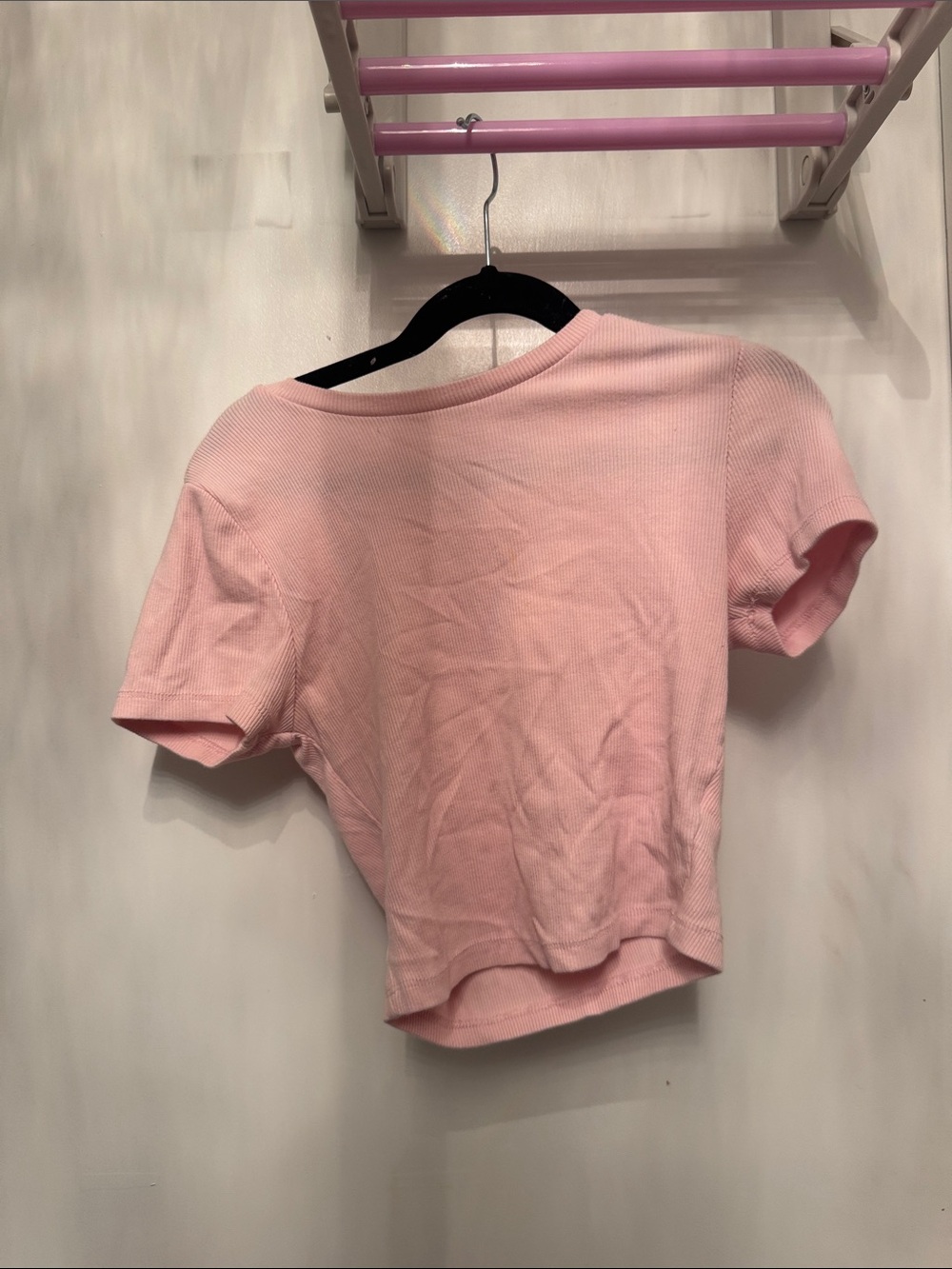 Garage Light Pink Ribbed Crop Top
